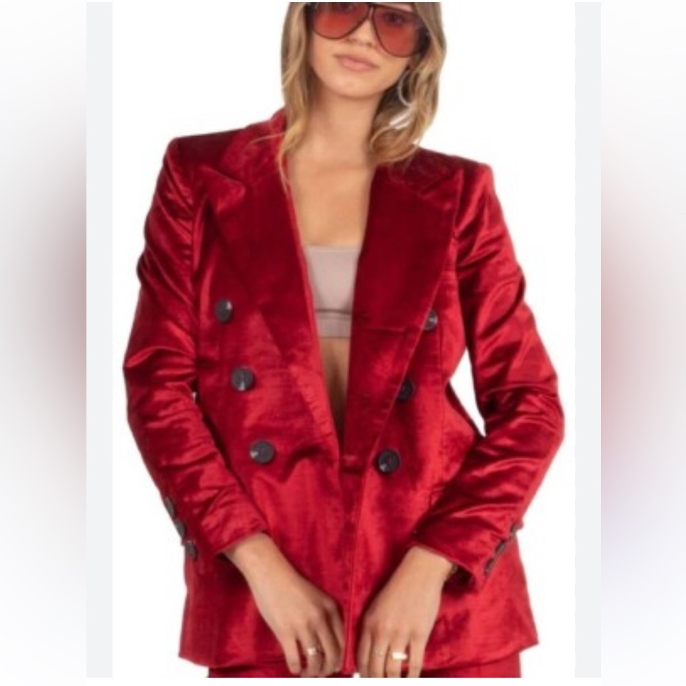 Free People Women's Velvet Ashby Blazer Cherry Juice Small